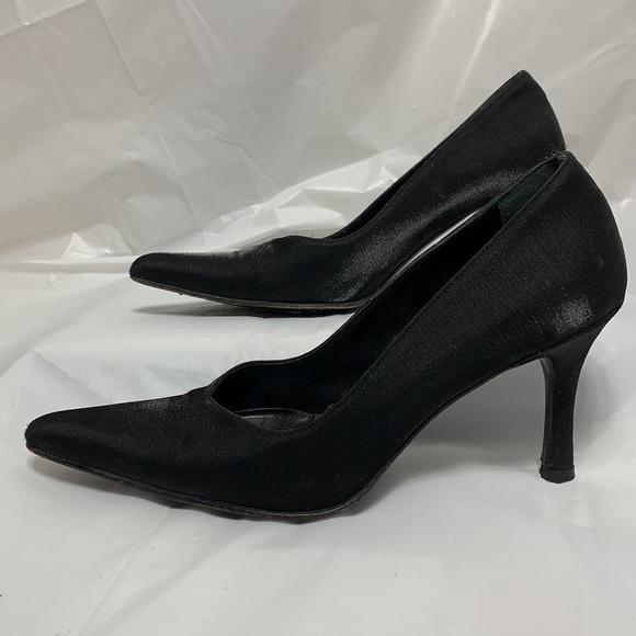 VERSANI Black Italian Made Fabric Heels with Leather Sole Size 7B - Picture 8 of 12